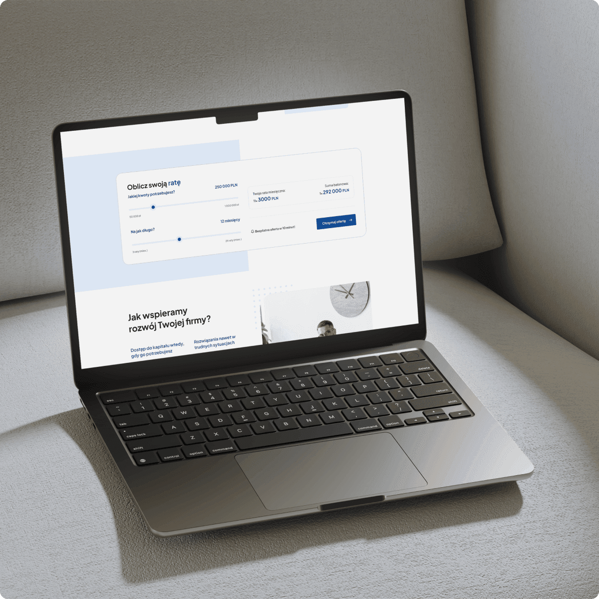 Landing Page Vest Capital na laptopie
